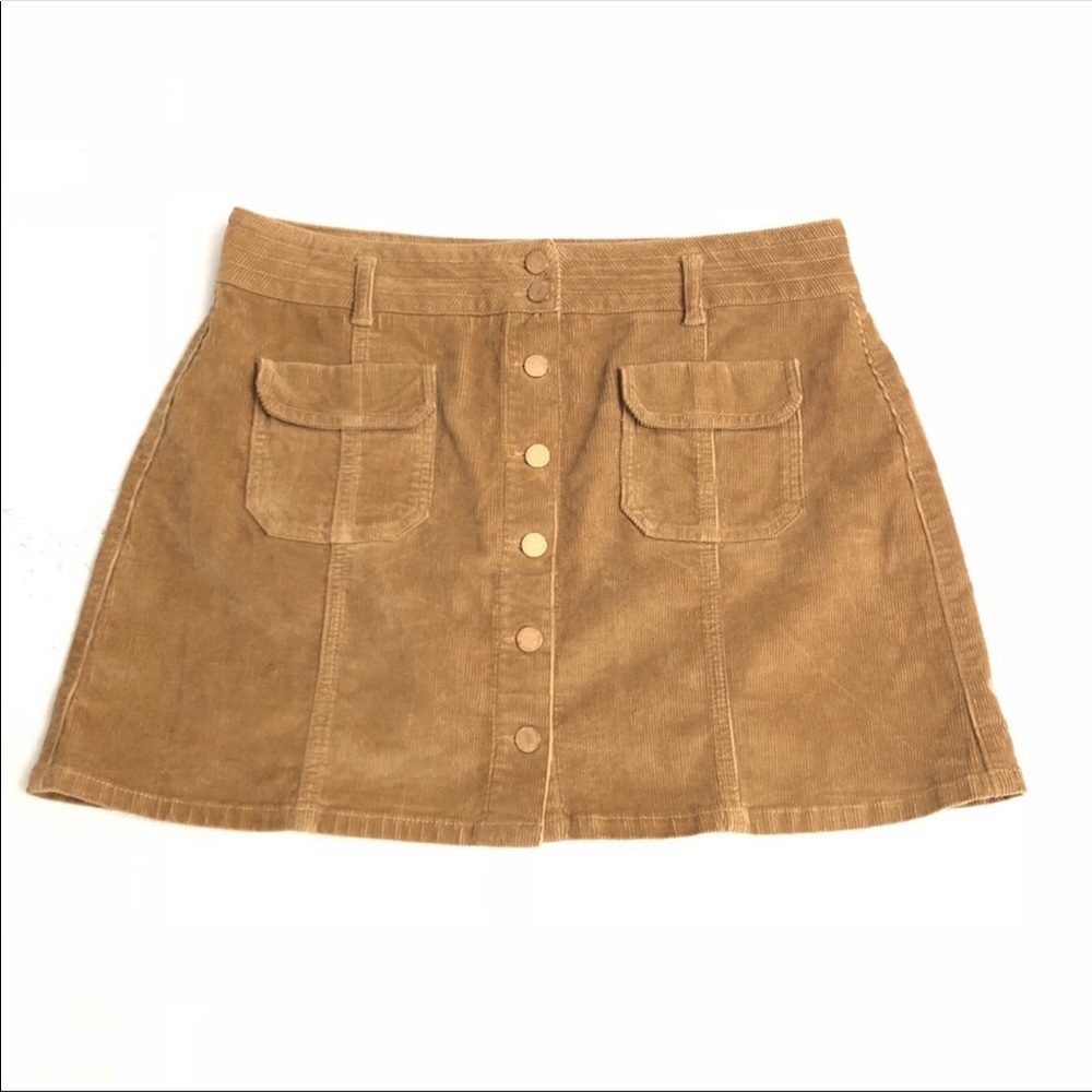 Jolt Tan Corduroy Skirt
